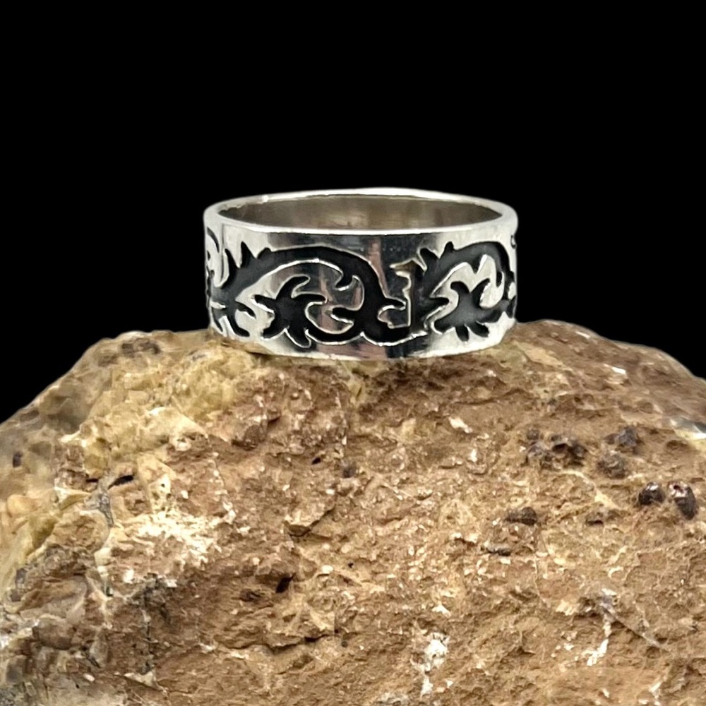 Biker Punk Tribal Sterling Silver Mens Scroll Band Ring 11.5